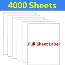 4000 Full Sheet 8.5" x 11" Shipping Mailing Labels Self Adhesive Laser & InkJet