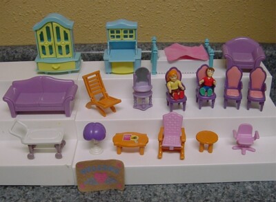 Lot Vintage Plastic Dollhouse Doll House Furniture+ People 2