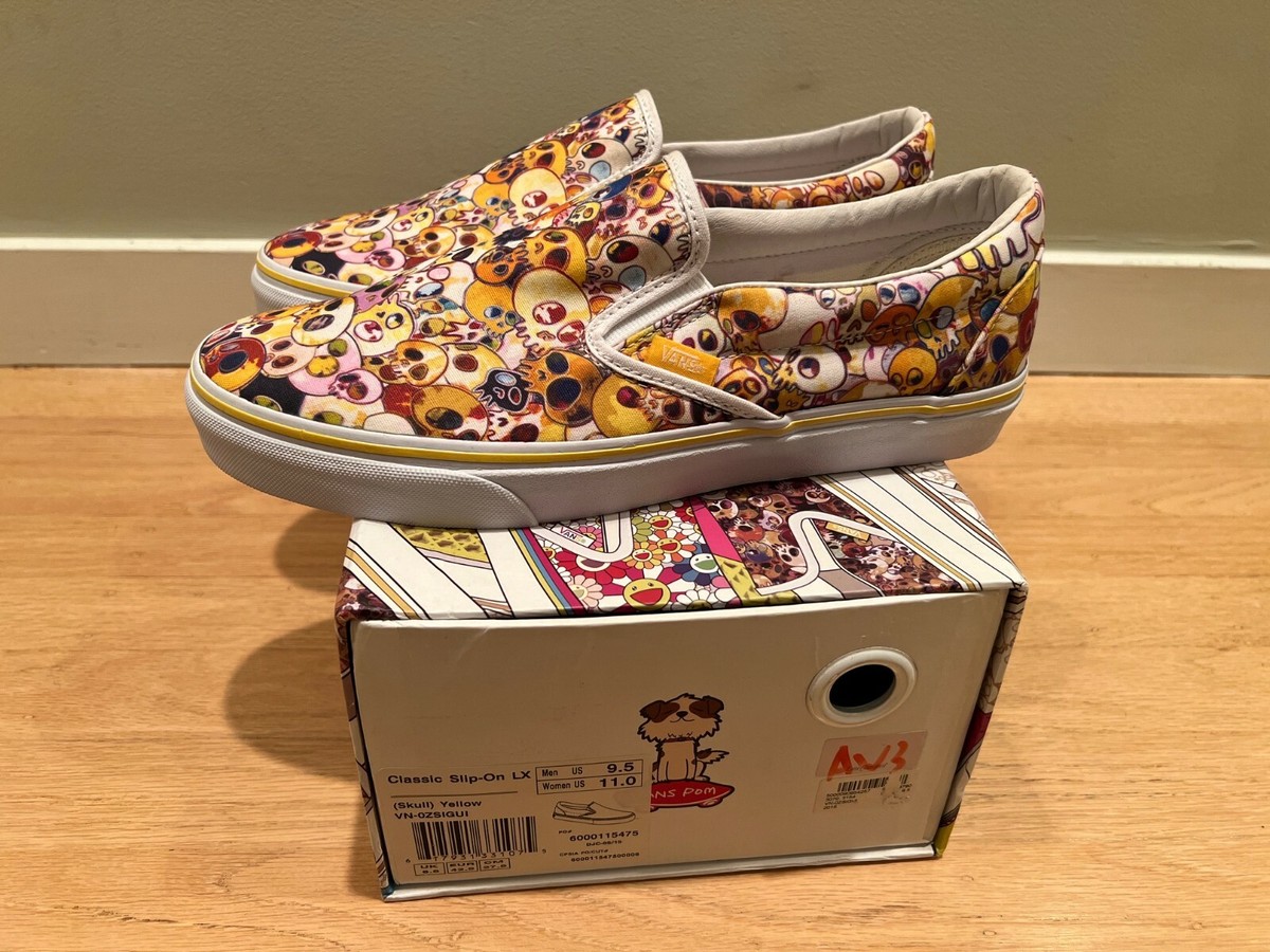 Japan Vans Slip-On LX Takashi Murakami Yellow Skull White size 9.5