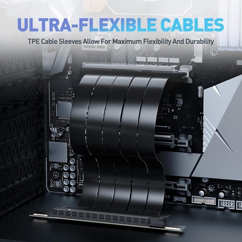 PCIE 4.0 Extension Cable, Black 16x Shielded High Speed GPU Riser Cable with ... - Picture 10 of 10