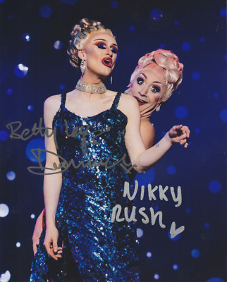Betty Legs Diamond & Nikky Rush Signed 8x10 Photo - Funny Girls Blackpool Drag
