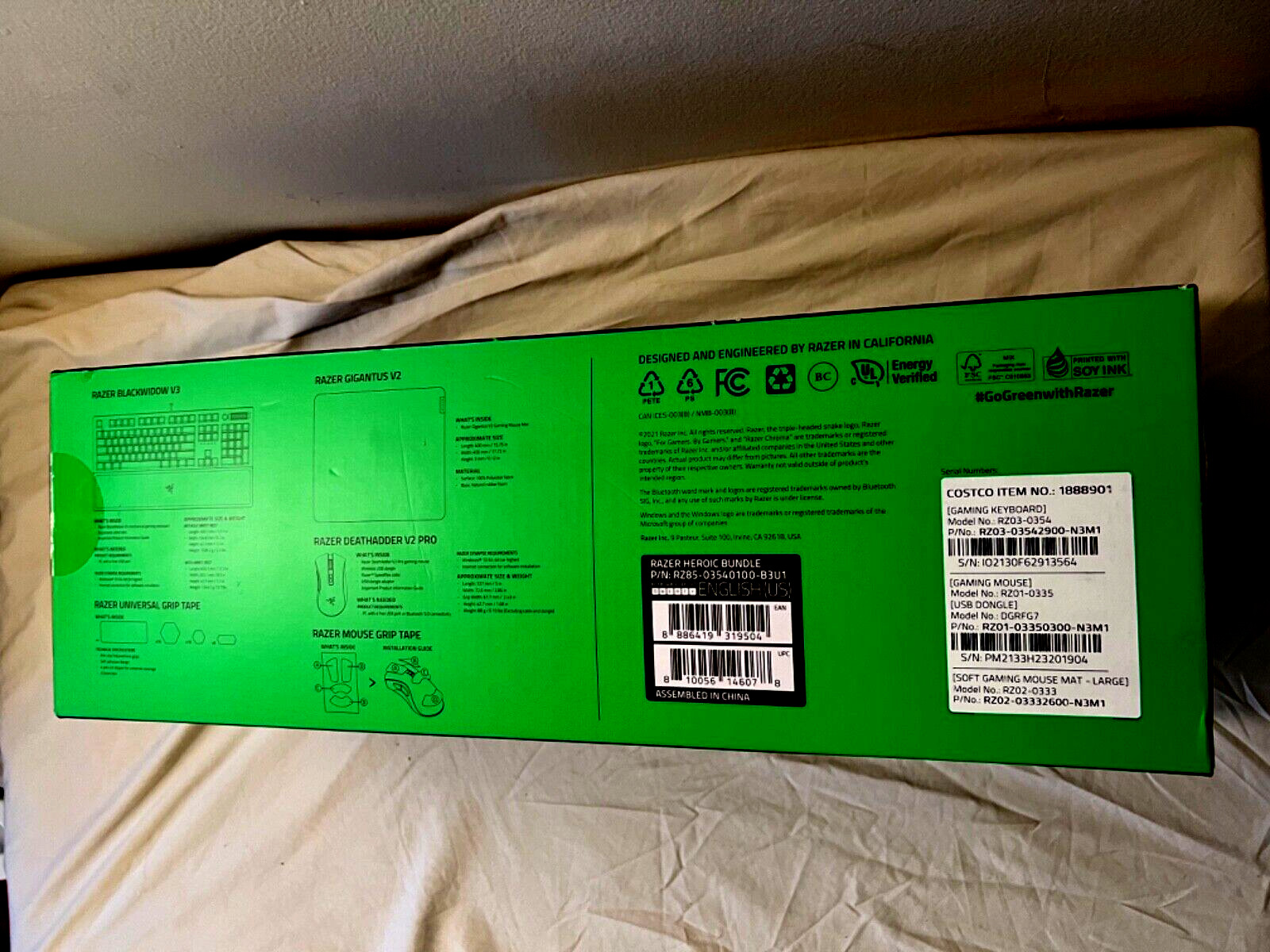 Brand New Razer Heroic Gaming Bundle, Keyboard+Mouse+Pad+Grips
