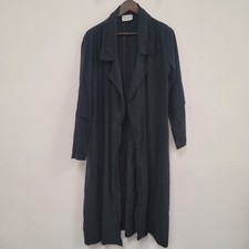 Modern Citizen Women Duster Trench Lapel Collar Coat Size M Black Corporate Goth