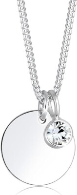 Elli Damen Halskette Metall 925 Sterlingsilber 44 cm Kristall Trendig & Chic