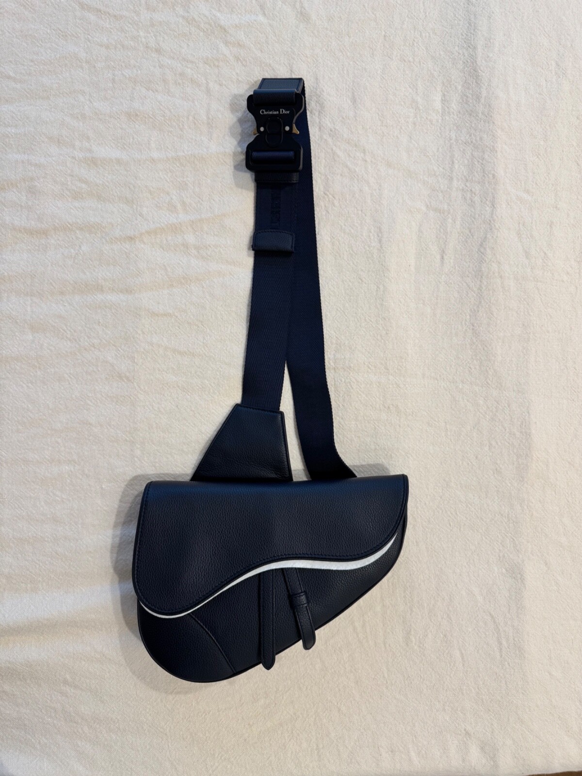 Dior Homme Dark Blue (Navy) Grained Calfskin Saddle Bag