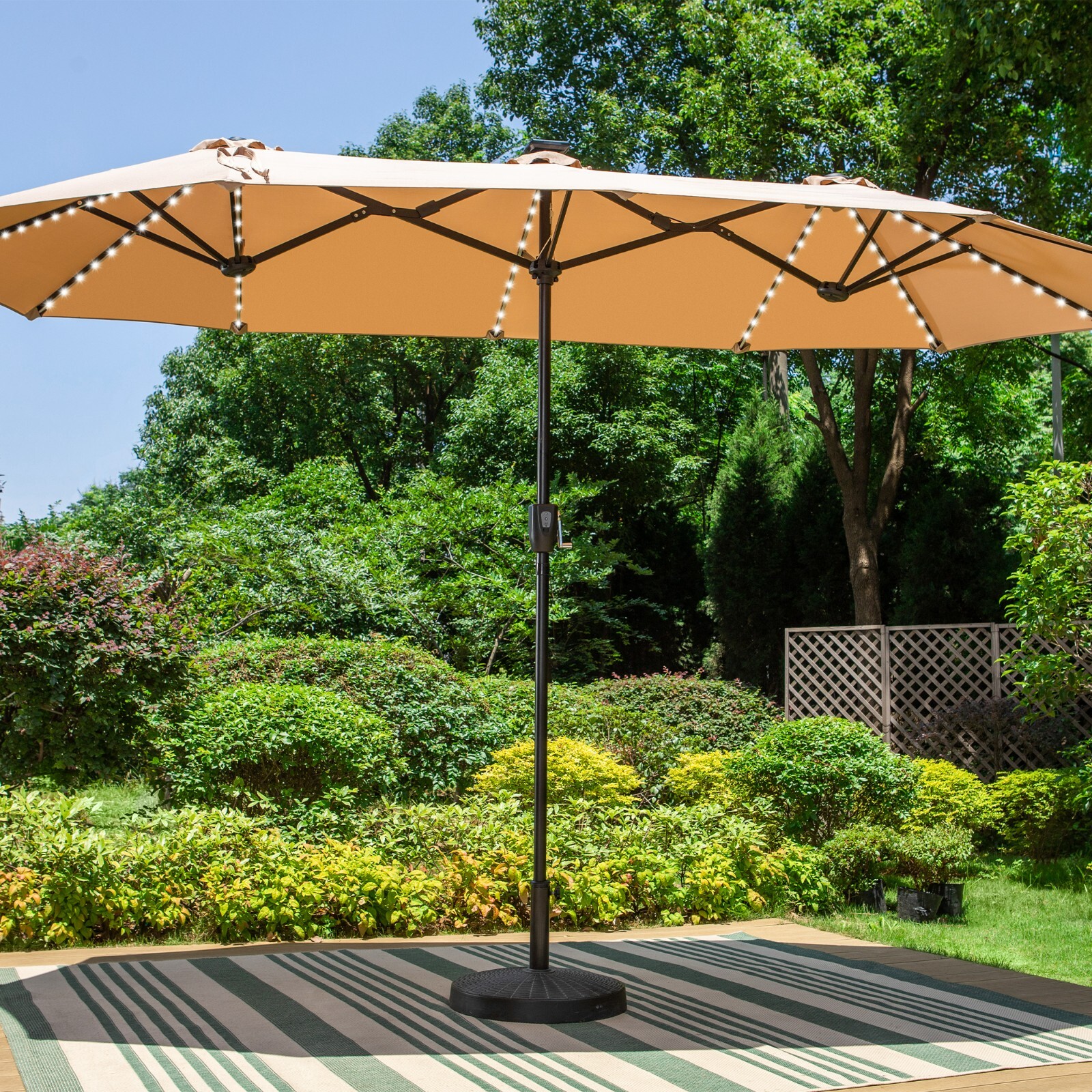 PHI VILLA 13ft Patio Double-Sided Umbrella Outdoor Market Umbrella Beige |  eBay