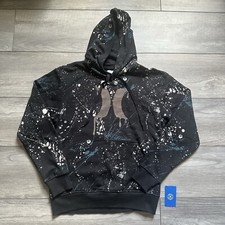 Y2K Hurley Hoodie Black Colored Splatter Spray Sweatshirt Surf Skate Small NWT