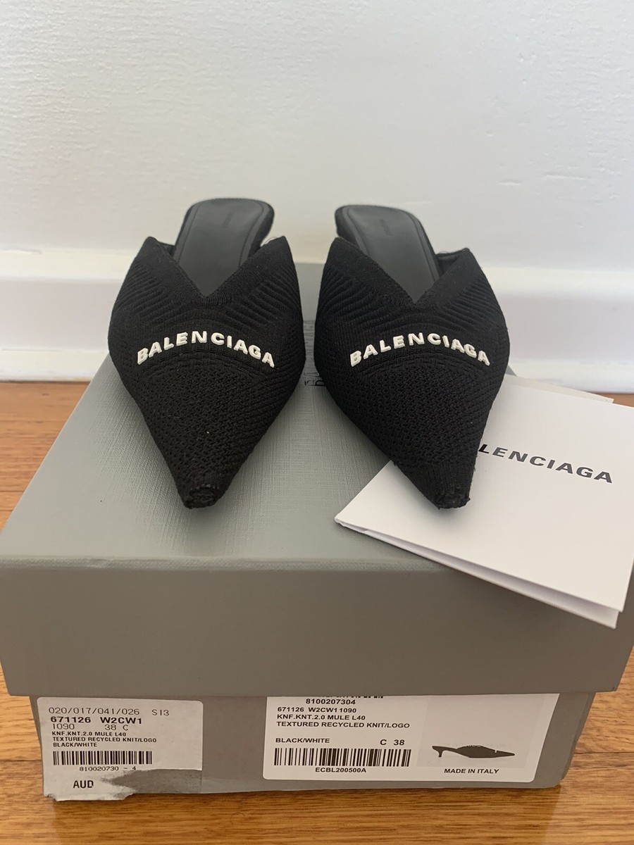 靴 BALENCIAGA KNIFE 2.0 KNIT LOGO MULES 38 BALENCIAGA Knife 2.0 Logo-Knit Mule - Sz38 | eBay Australia