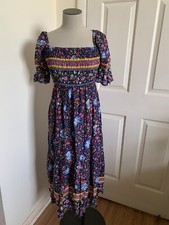 New with tags UIMLK dress women’s size small blue Floral Print Ruffle Casual