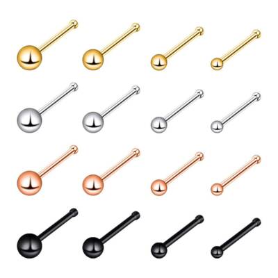 4Pcs/set Tiny Ball Nose Ring Stud Surgical Steel Bone Studs Nostril Piercing 20G