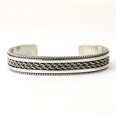 Vintage Sterling Silver Navajo Tahe Family Twisted Wire Cuff