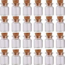 MaxMau 24pcs Mini Glass Bottles with Cork Stoppers 5ml DIY Art Crafts Clear