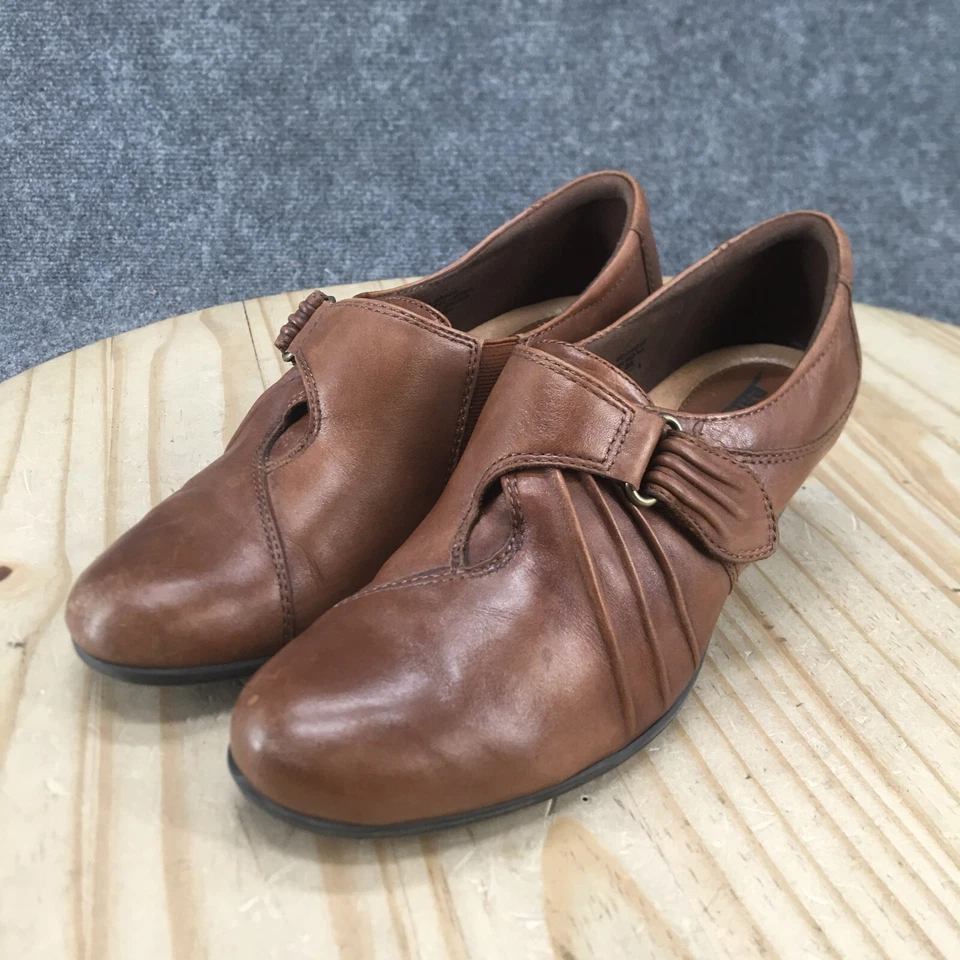 Earth Shoes Feminino 8 B Voyager Bomba Couro Marrom Salto Cone Conforto - Imagem 3 de 4