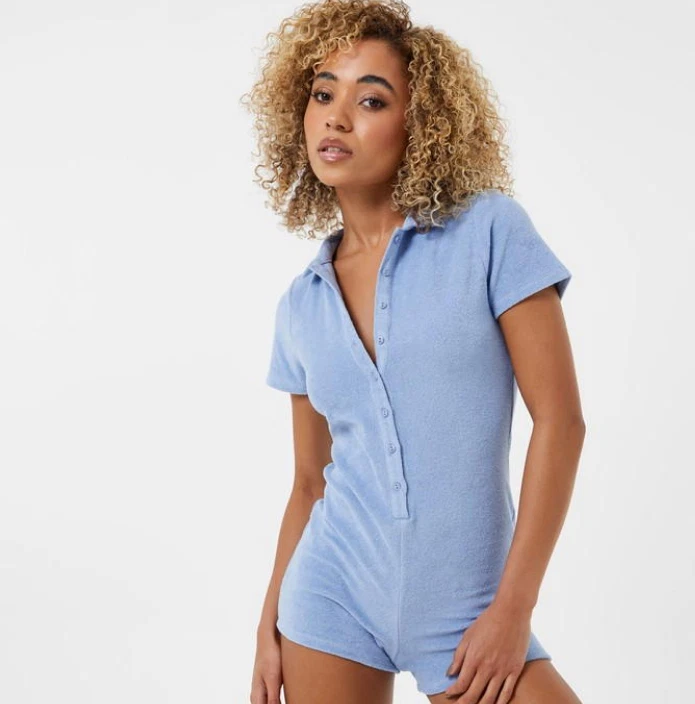 Jack Wills Light Blue Towelling Playsuit Womens UK Size 8 REF80