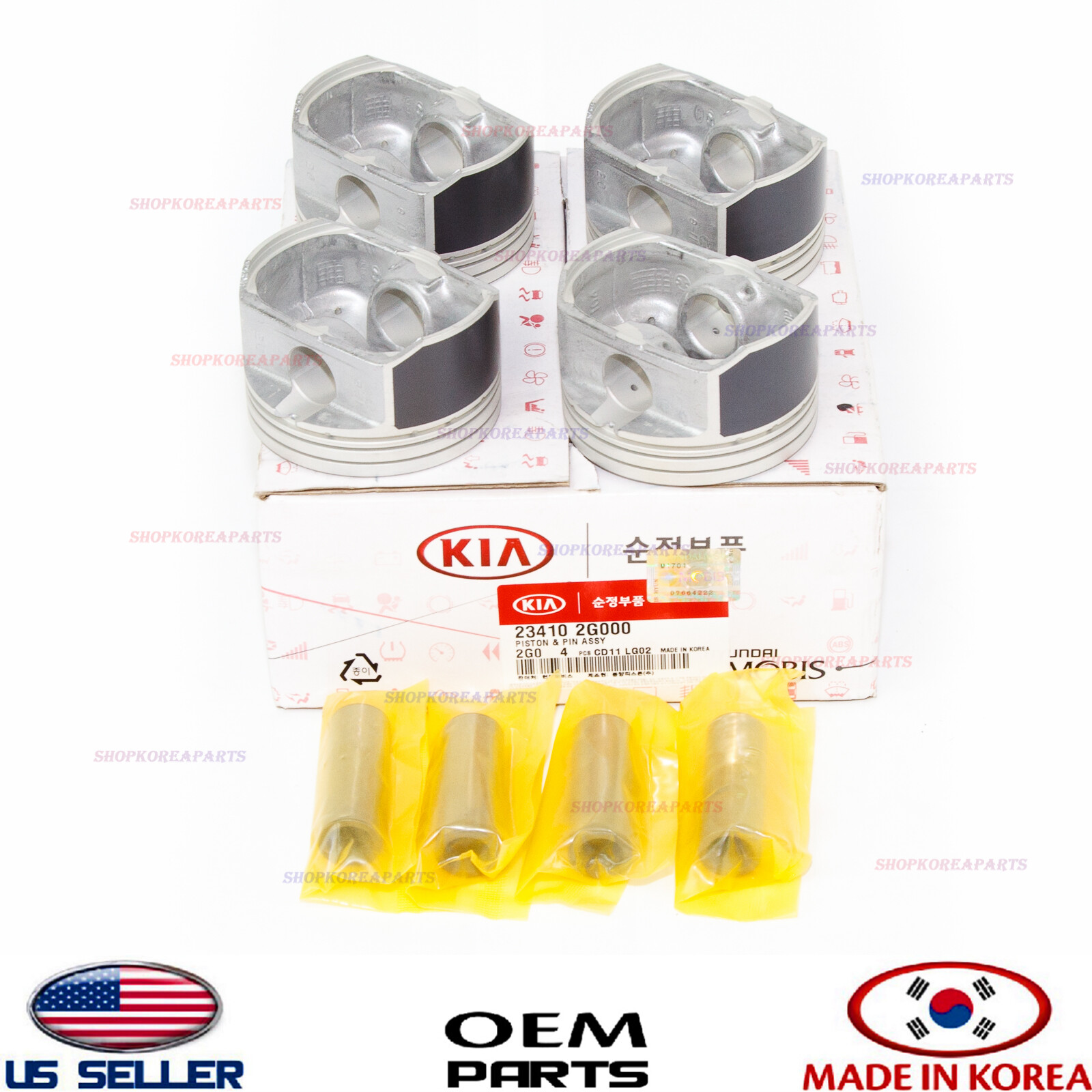 Engine Piston Pin Assy Set 4pcs KIA Forte 09 13 Tucson 10 13 2 0L engine-piston-pin-assy-set-4pcs-kia-forte-09-13-tucson-10-13-2-0l