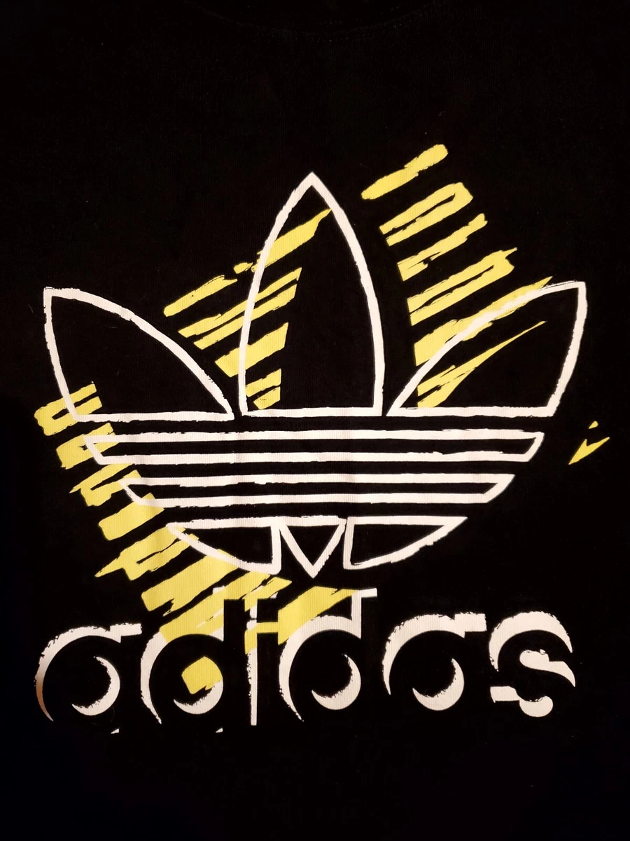 Adidas Trefoil Retro Style Double Sided Spell Out T Shirt Mens