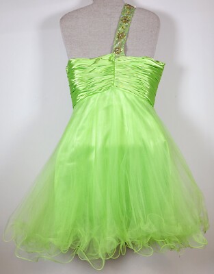 Fiesta one Strap Dress Size Medium Neon Green Sequin Trim Knee Length | eBay