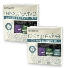 Lumirance Relax & Revive 100% Pure Essential Oils -3 Bottles 3 x 0.33oz LOT OF 2