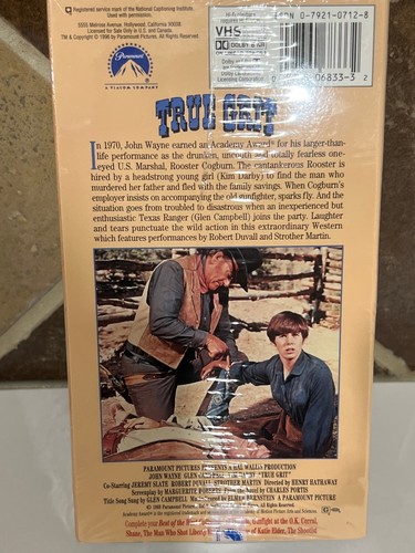 NIB Vintage John Wayne True Grit VHS Paramount Pictures Brand New Unopened - Picture 8 of 9