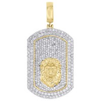 10K Gelbgold Echt Diamant Herren BrüLlender LöWe Hundemarke AnhäNger 2.33 Karat