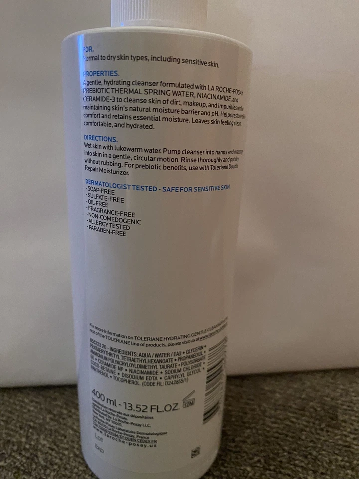 Limpiador suave hidratante La Roche Posay Toleriane 13,52 fl oz nuevo Foto 3 de 3