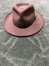 Scala hat, Brown 100 Wool /Felt,Hand Crafted With Leather Trim Size Medium