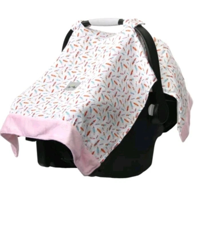 Itzy Ritzy Acogedor Asiento de Coche Infantil Toldo Muselina Plumas Flotantes Foto 2 de 4