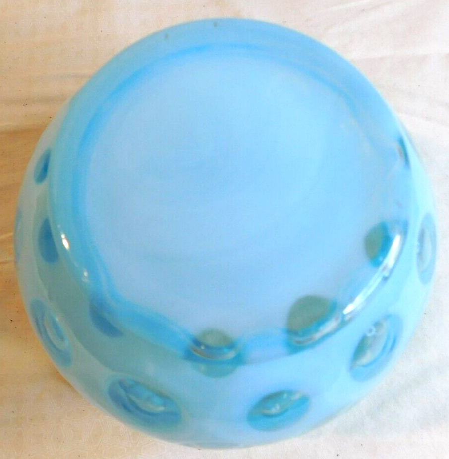 Vintage Fenton blue Opalescent COIN DOT Vase with Ruffled rim | eBay