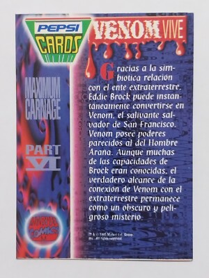 1995 PEPSICARDS MARVEL #090 VENOM LIVES MCU PERU Edition | eBay