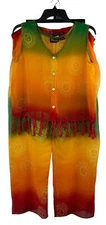 Indian tropical Fashion 2 Piece Swimsuit Coverup Top Pant Size Medium *FLAW*