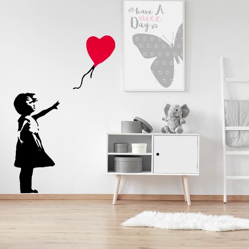 Banksy Mädchen Herz Ballon Wandaufkleber Vinyl Aufkleber Always Hope Street Art Wandbild - Bild 1 von 10