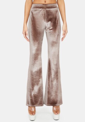 Dolls Kill New Girl Order Mocha Velvet Flare Pants UK