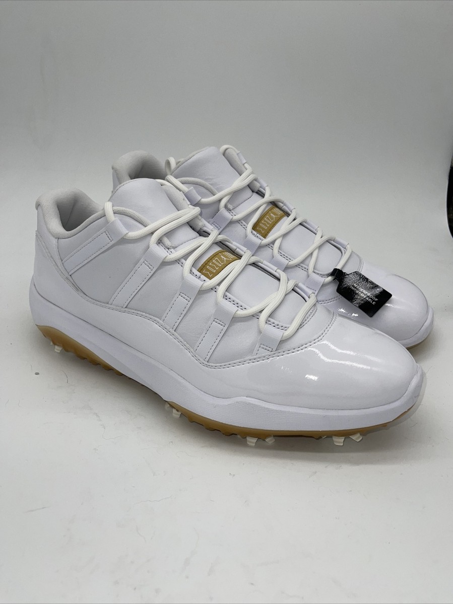 New NIKE Jordan 11 XI White Gold Golf Shoes Mens Size 12 New NIKE Jordan 11 XI White Gold Golf Shoes Mens Size 12
