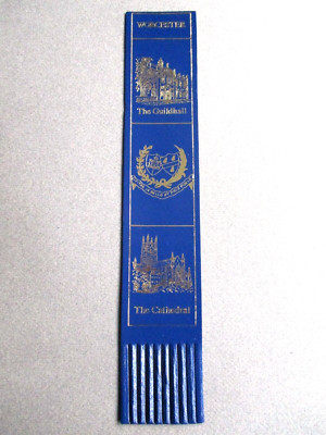 Leder LESEZEICHEN WORCESTER The Guildhall The Cathedral blau unbenutzt