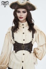 Devil Fashion Steampunk Harness Underbust Waistband Detachable Halter Corset