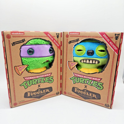 TMNT Fugglers Set OF 2 Funny Plushy Monsters Leonardo And Donatello Pizza - NEW