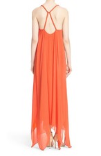 NWT, ALICE + OLIVIA 'Jaelyn' Halter Dress w/Braided Neckline, Tangerine, SZ S 