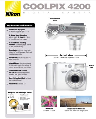 Nikon COOLPIX 4200 4.0MP Digital Camera - Silver for sale