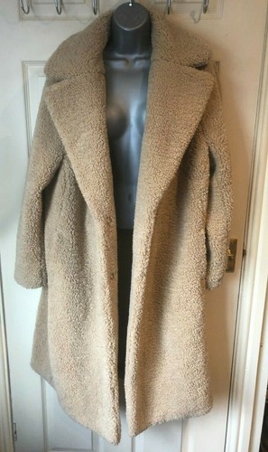 CURVES WOMEN'S CAMEL LONG TEDDY COAT UK 