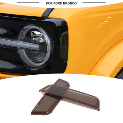 Smoked Black Front Headlight Side Lights Lamp Cover Trims for Ford Bronco 2021+