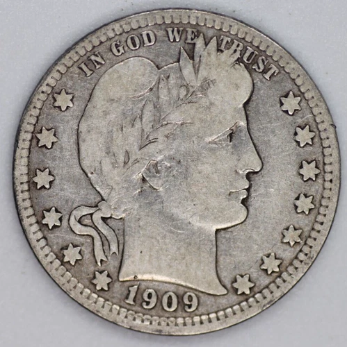 1909 D VF  Barber Quarter Choice Original. FREE SHIPPING 947