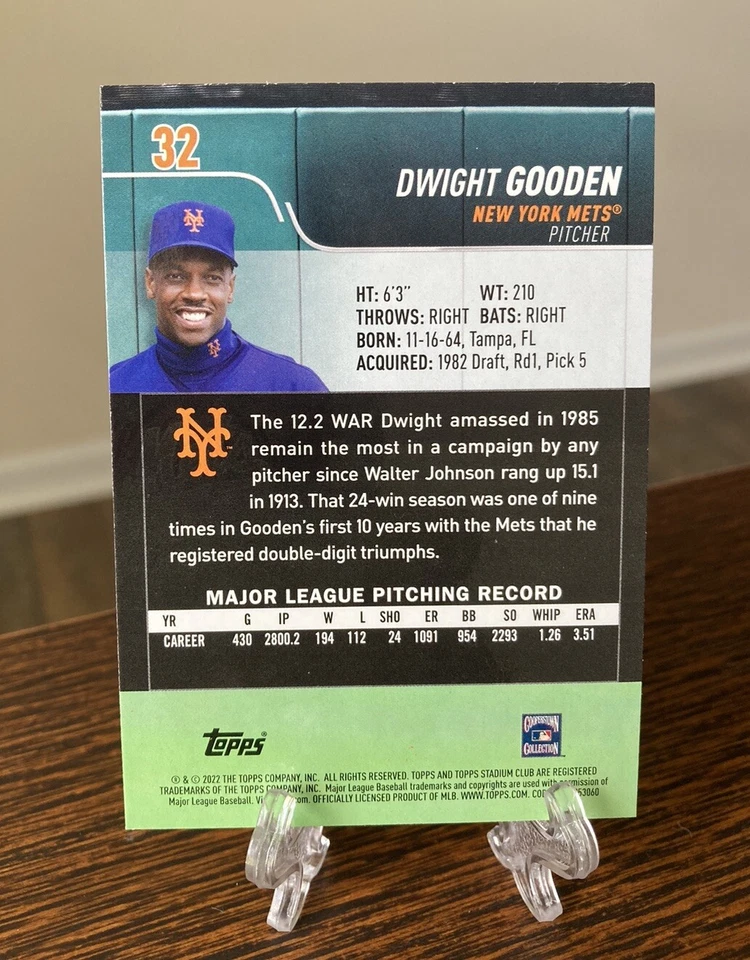 2022 Topps Stadium Club Dwight DOC Godden Sepia SP Parallel #32 Mets NM+ HOF? - Image 2 of 2