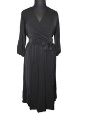 Torrid Black Studio Crepe De Chine Surplice Midi Dress -Pockets- Plus Size 1X