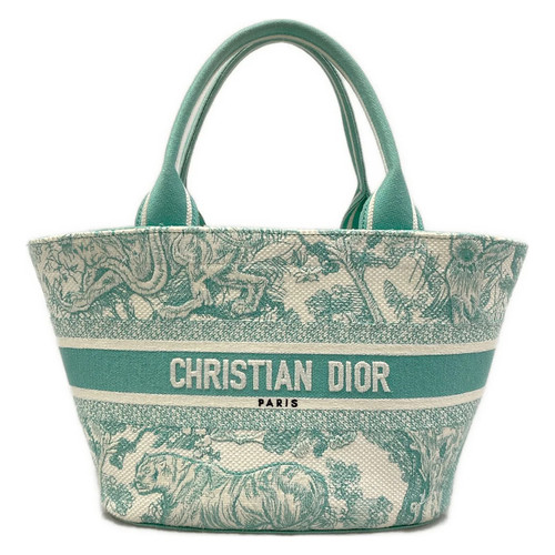 DIOR/ChristianDior Pannier Chapeau Light Green White Jacquard Tote Bag