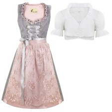Alte Liebe Traditional 3-Piece German Dirndl Dress for Girls   Grey  Pink