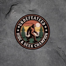 Bigfoot Champion Sticker Vinyl Decal Undefeated Hide And Seek Funny Forest Icon