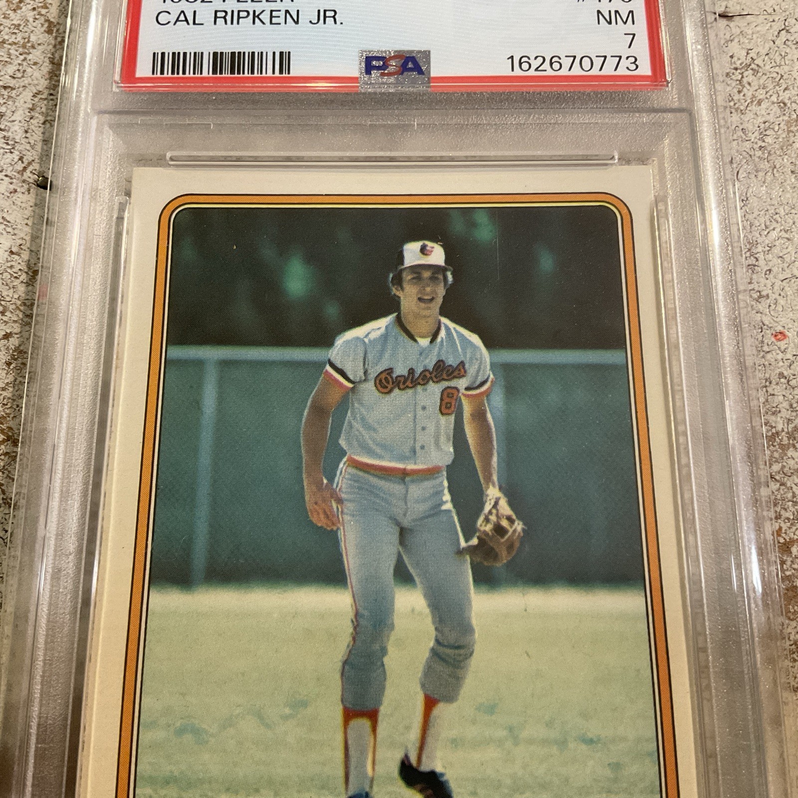 CAL RIPKEN JR. ROOKIE CARD- FLEER 1982 CARD #176- GRADED PSA 7 NEAR MINT-ORIOLES view 4