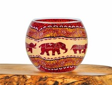 Leuchtglas Nr.211 ohne Wachs Ø11cm Dekoration Licht Windlicht Elefant orange/Rot
