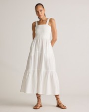 Quince Women 100% Organic Cotton Gauze Smocked Maxi Dress White M