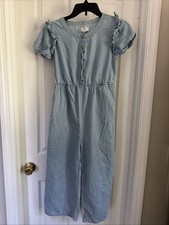 Girls Crown  Ivy Romper Size XL Chambray Blue Short Sleeve